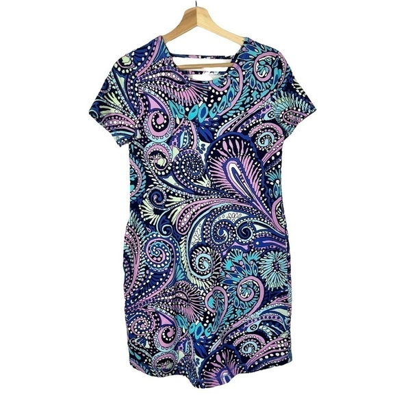 Talbots Ladder Back Confetti Paisley Knee Length Cotton Dress SP - Picture 2 of 6